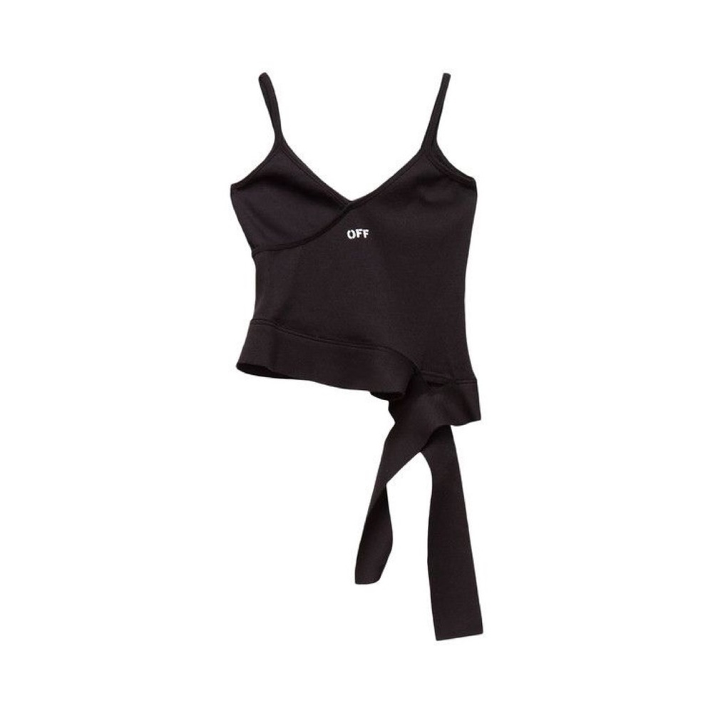 Off White Balck Jersey Volant Tank Top